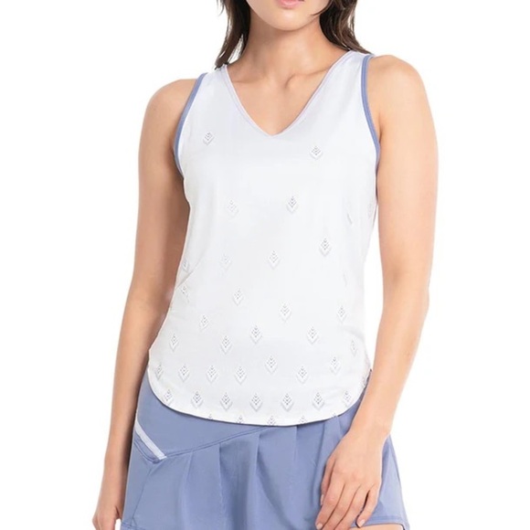 NEW Lucky In Love Breezy Ikat Print Tennis Tank Athletic Performance Size Medium - Picture 2 of 10